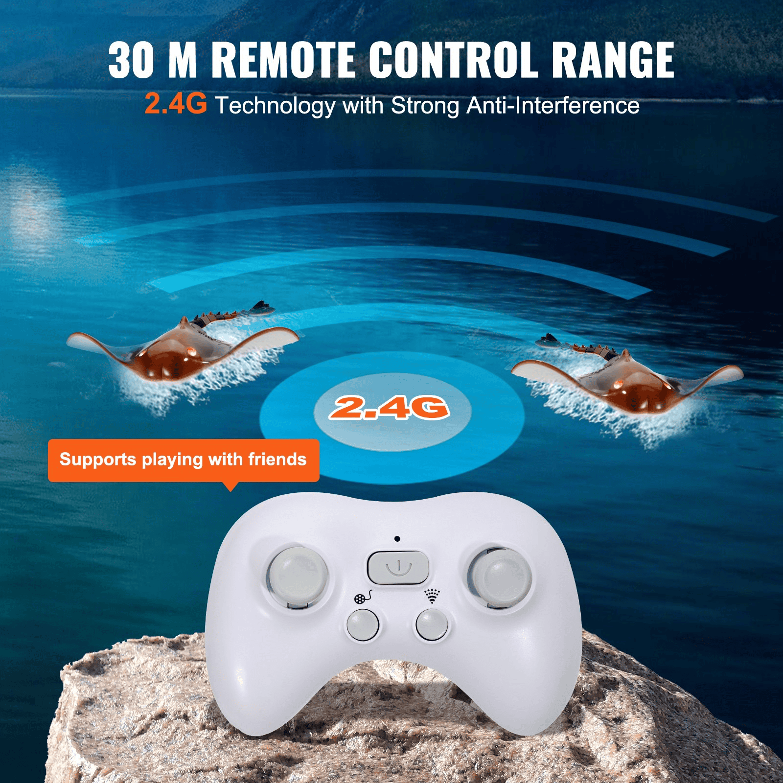 Christmas gifts! VEVOR Remote Control Manta Ray Toy 2.4 GHz High Speed RC Boat Kids Adults Gift - The Little Big Store