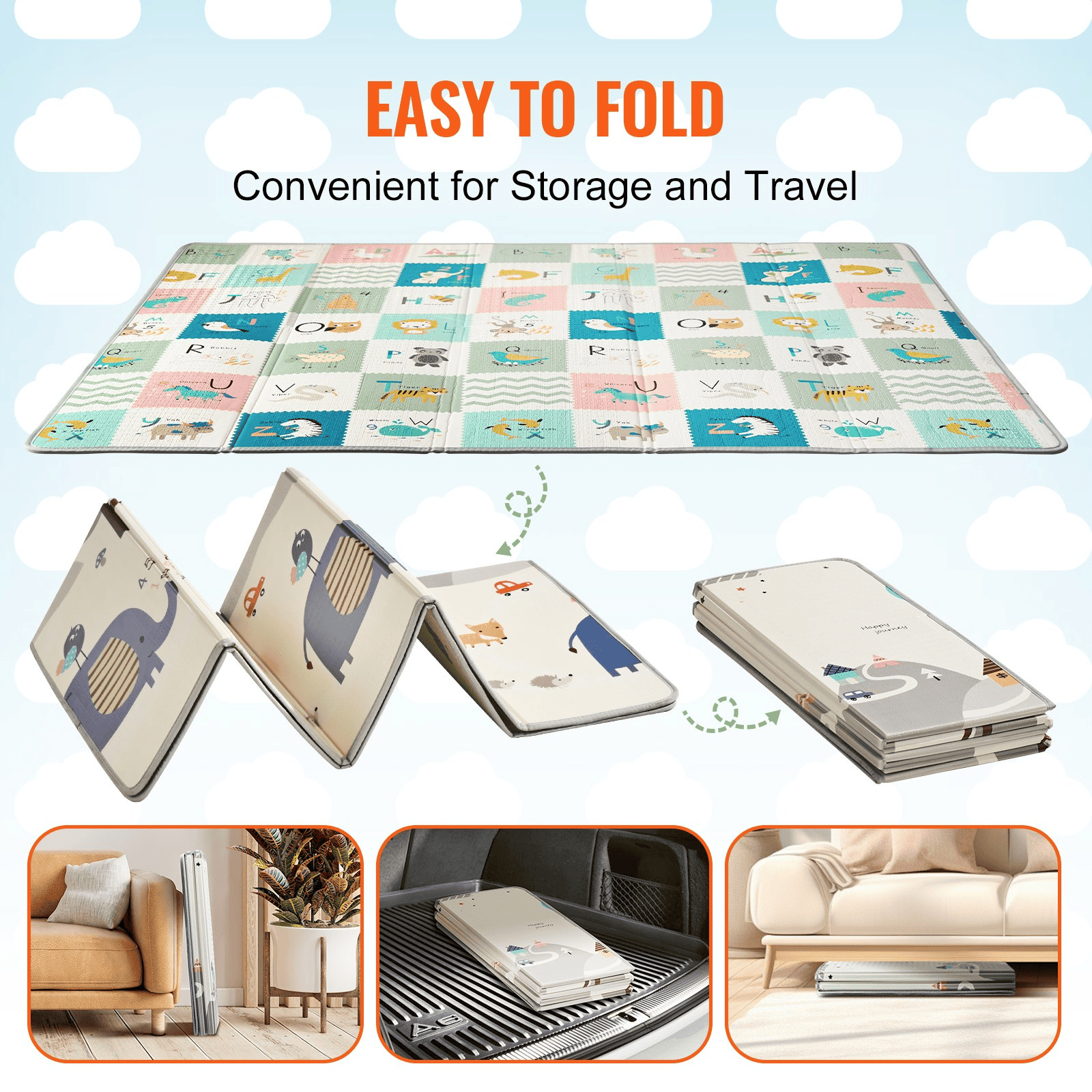 71"x79" Baby Play Mat Kids Crawling Soft Activity Floor Playmat 2 Side - The Little Big Store