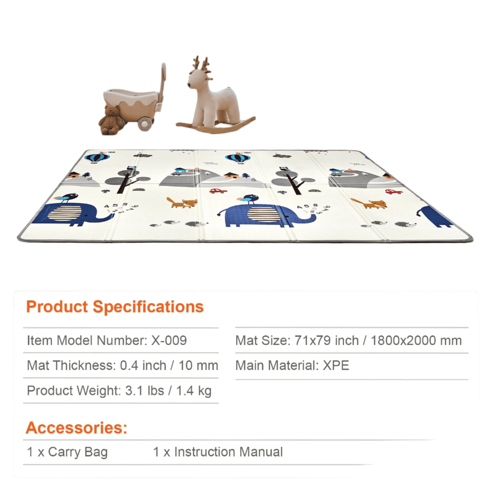71"x79" Baby Play Mat Kids Crawling Soft Activity Floor Playmat 2 Side - The Little Big Store
