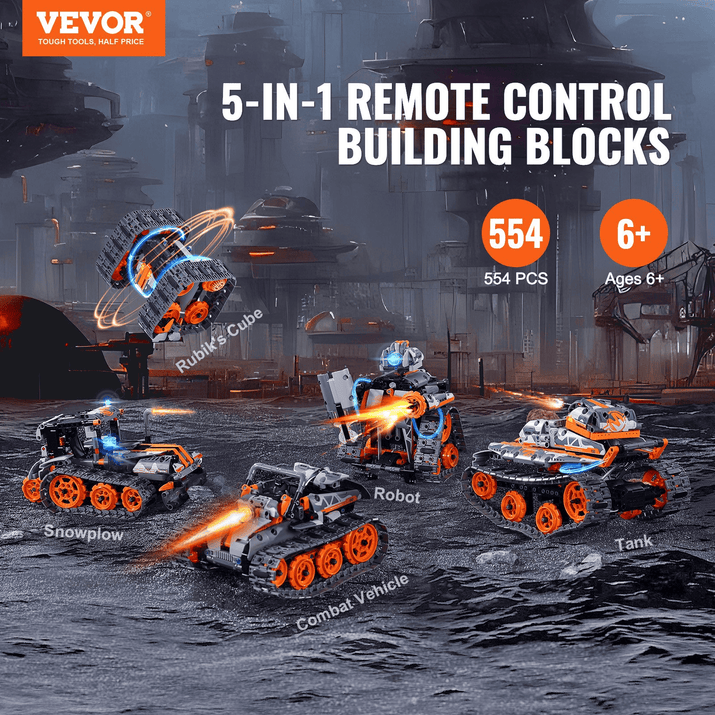 VEVOR STEM Building Toys for Kids 5 in 1 App & Remote Control Car/Robot 554 PCS - The Little Big Store