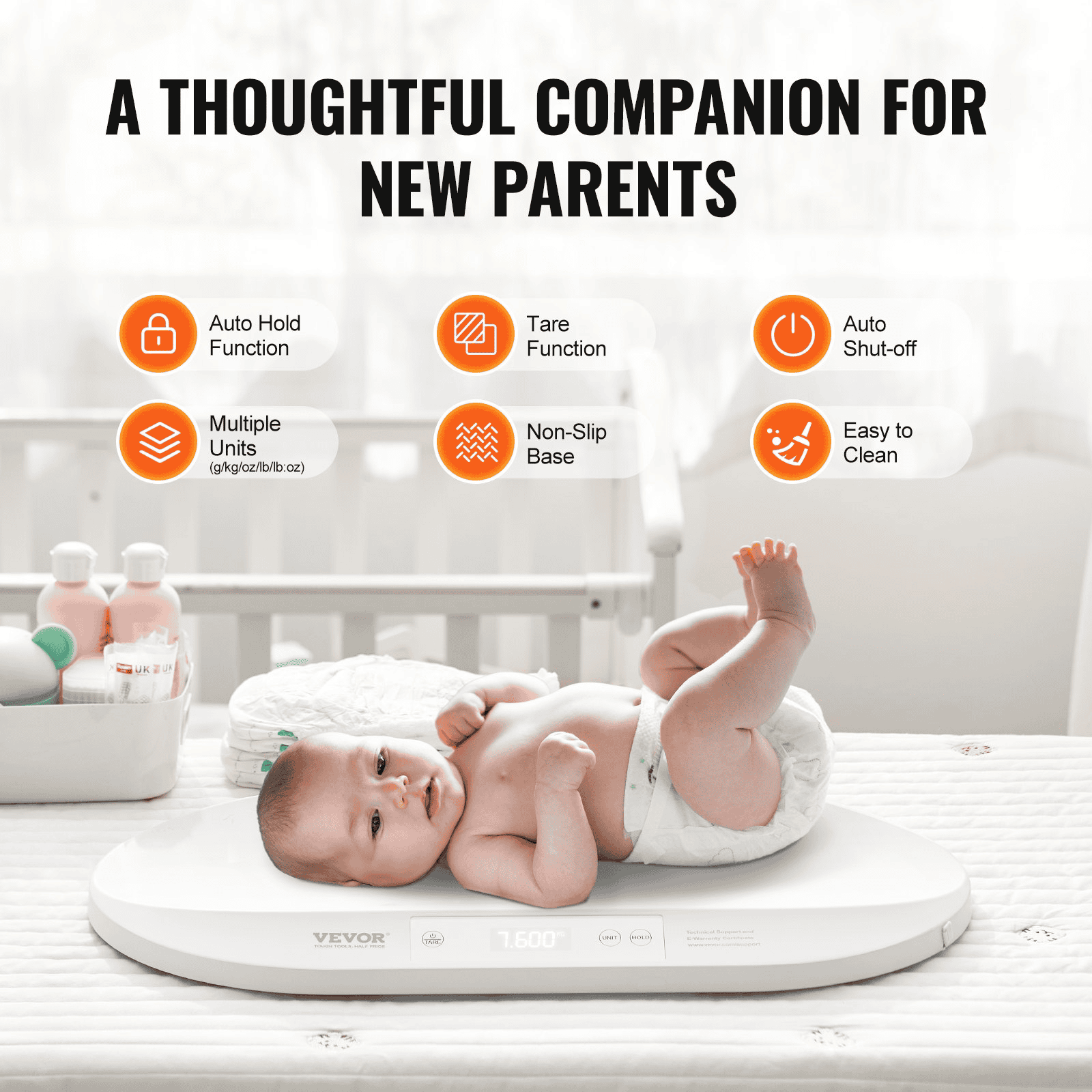 VEVOR Baby Scale Smart Bluetooth Infant Digital Scale with Measuring Tape 88LBS - The Little Big Store