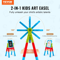 VEVOR 2-in-1 Kids Art Easel Double-Sided Magnetic Whiteboard Chalkboard Rotating - The Little Big Store