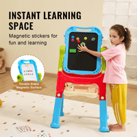 VEVOR 2-in-1 Kids Art Easel Double-Sided Magnetic Whiteboard Chalkboard Rotating - The Little Big Store