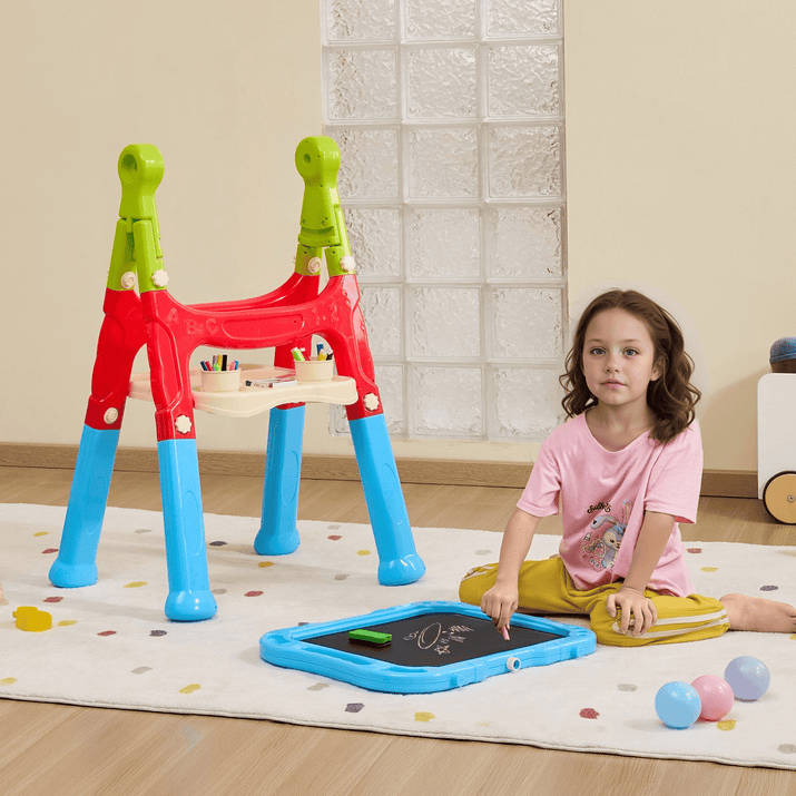 VEVOR 2-in-1 Kids Art Easel Double-Sided Magnetic Whiteboard Chalkboard Rotating - The Little Big Store