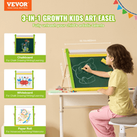VEVOR 3-in-1 Tabletop Kids Art Easel Double-Sided Magnetic Whiteboard Chalkboard - The Little Big Store