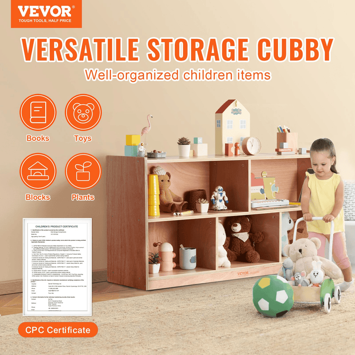 VEVOR Storage Shelf Tray Cabinet 5-Section Cubby Storage 2-Shelf for Home School, Kid Cubby Lockers - The Little Big Store