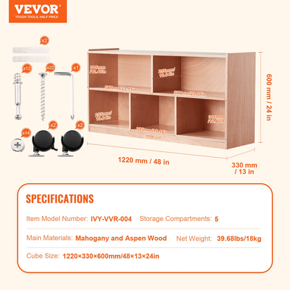 VEVOR Storage Shelf Tray Cabinet 5-Section Cubby Storage 2-Shelf for Home School, Kid Cubby Lockers - The Little Big Store