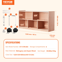 VEVOR Storage Shelf Tray Cabinet 5-Section Cubby Storage 2-Shelf for Home School, Kid Cubby Lockers - The Little Big Store