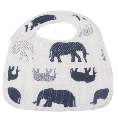 In the Wild Elephant Cotton Muslin Snap Bibs 3PK - The Little Big Store