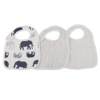 In the Wild Elephant Cotton Muslin Snap Bibs 3PK - The Little Big Store