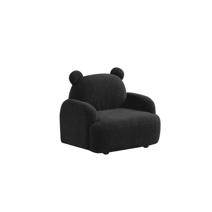 Raelynn 25.5"W Black Teddy Velvet Bear-Shaped Kids Armchair - The Little Big Store