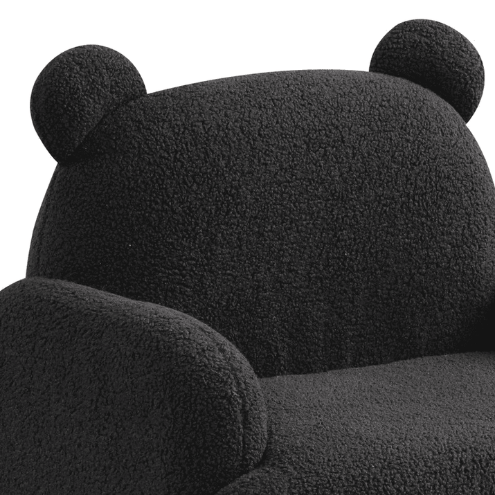 Raelynn 25.5"W Black Teddy Velvet Bear-Shaped Kids Armchair - The Little Big Store