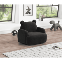 Raelynn 25.5"W Black Teddy Velvet Bear-Shaped Kids Armchair - The Little Big Store