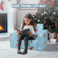 VEVOR Kids Christmas Couch, 2-in-1 Toddler Chairs Comfy, Toddler Couch Sofa Bed Fold Out, Convertible Sofa to Lounger, Kids Chair Seat Playroom Furniture for Kids Girls & Boys, Sky Blue - The Little Big Store