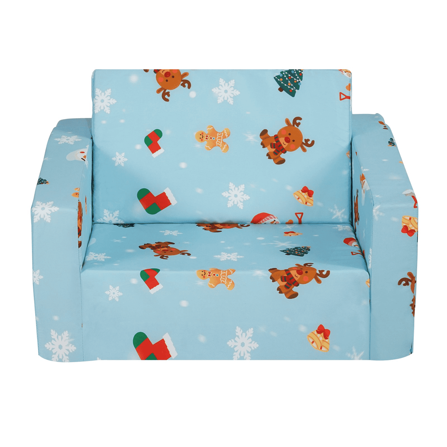 VEVOR Kids Christmas Couch, 2-in-1 Toddler Chairs Comfy, Toddler Couch Sofa Bed Fold Out, Convertible Sofa to Lounger, Kids Chair Seat Playroom Furniture for Kids Girls & Boys, Sky Blue - The Little Big Store