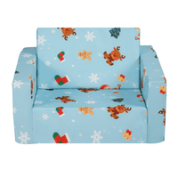 VEVOR Kids Christmas Couch, 2-in-1 Toddler Chairs Comfy, Toddler Couch Sofa Bed Fold Out, Convertible Sofa to Lounger, Kids Chair Seat Playroom Furniture for Kids Girls & Boys, Sky Blue - The Little Big Store
