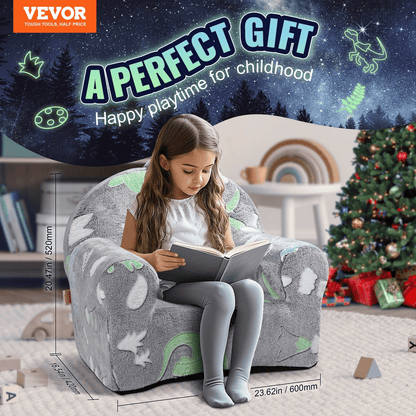 VEVOR Toddler Chair, Kids Armchair Comfy, Toddler Couch Sofa Bed Glow in The Dark, Kids Chair Seat Playroom Furniture for Kids Girls & Boys, Grey - The Little Big Store