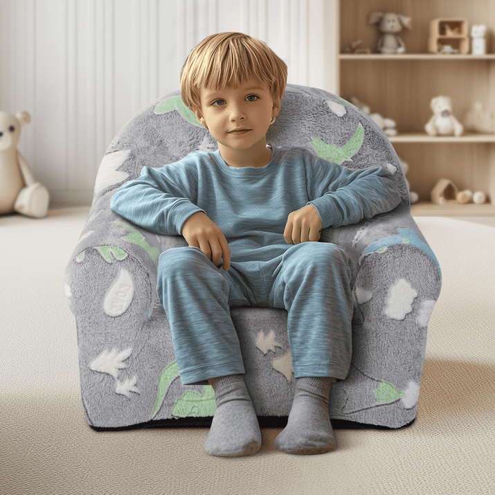 VEVOR Toddler Chair, Kids Armchair Comfy, Toddler Couch Sofa Bed Glow in The Dark, Kids Chair Seat Playroom Furniture for Kids Girls & Boys, Grey - The Little Big Store