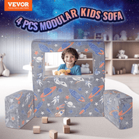 VEVOR Modular Kids Play Couch 4Pcs DIY Glow in the Dark Toddler Chair Grey