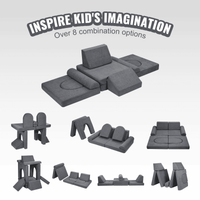 Kids Couch, 10Pcs Modular Kids Play Couch, Toddler Couch Sofa Bed, Kids Chair Seat Playroom Furniture, Kids Sofa with Removable Cover for Kids Girls & Boys, Grey - The Little Big Store