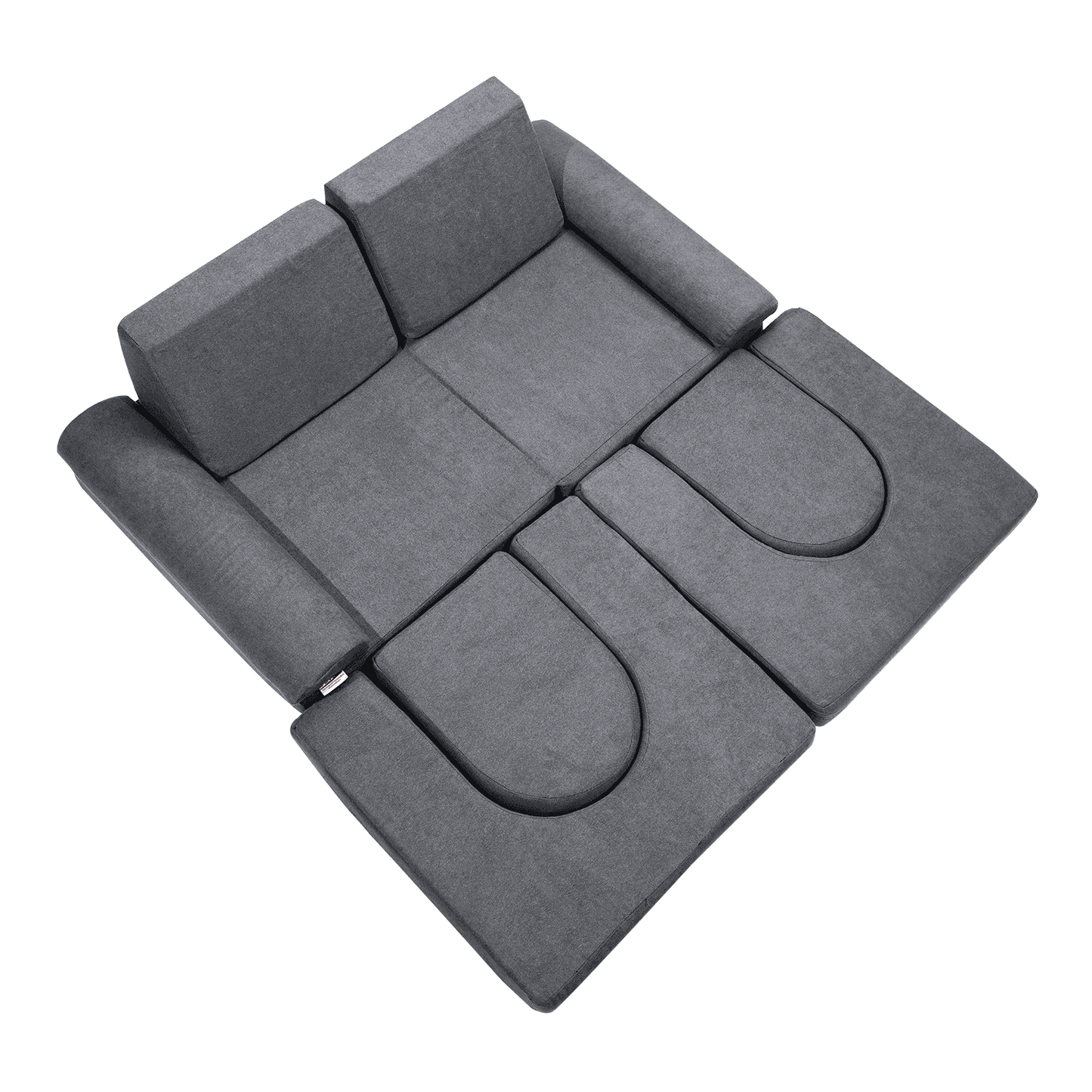 Kids Couch, 10Pcs Modular Kids Play Couch, Toddler Couch Sofa Bed, Kids Chair Seat Playroom Furniture, Kids Sofa with Removable Cover for Kids Girls & Boys, Grey - The Little Big Store