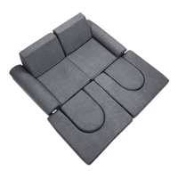 Kids Couch, 10Pcs Modular Kids Play Couch, Toddler Couch Sofa Bed, Kids Chair Seat Playroom Furniture, Kids Sofa with Removable Cover for Kids Girls & Boys, Grey - The Little Big Store