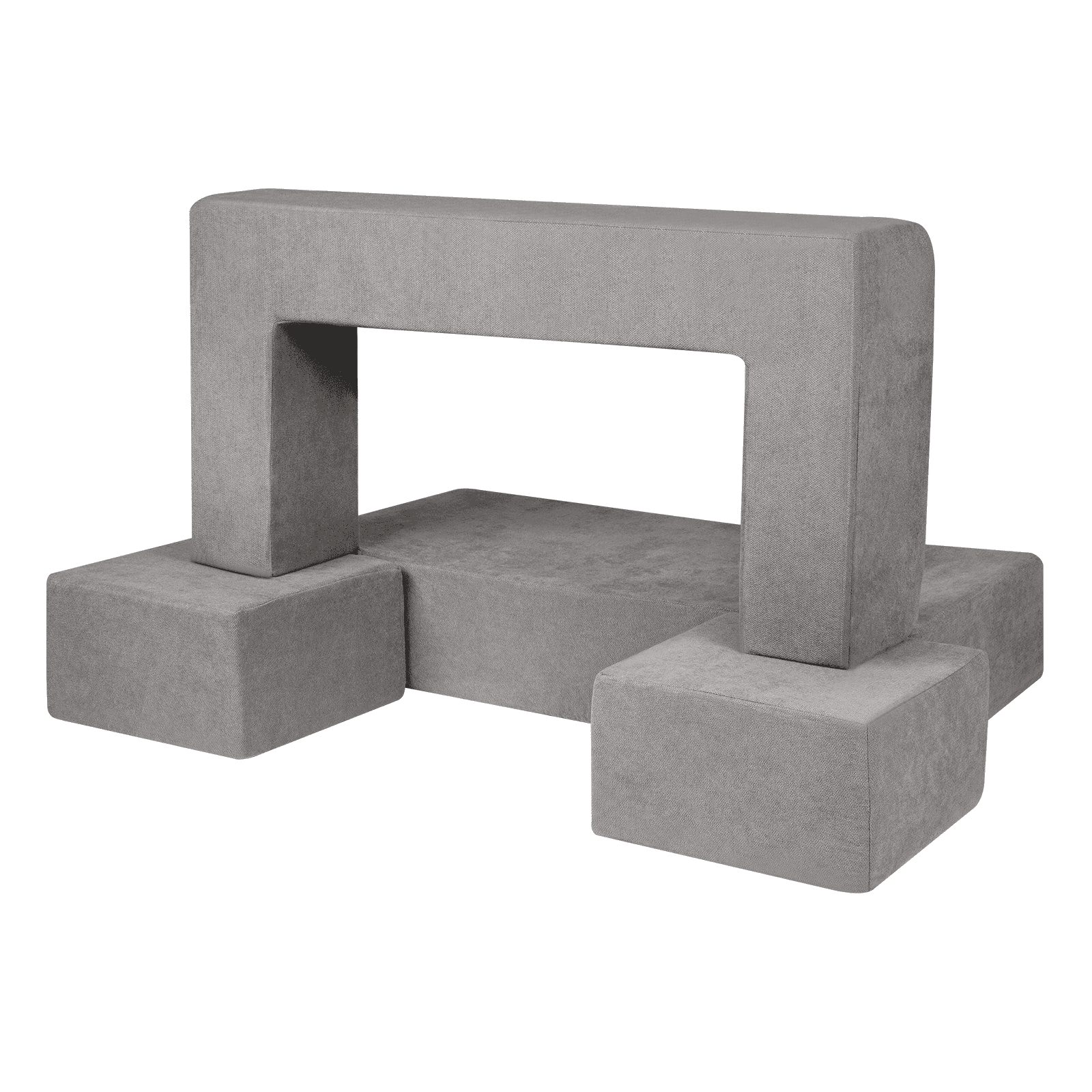 Kids Couch, 4Pcs Modular Kids Play Couch, Toddler Couch Sofa Bed, Kids Chair Seat Playroom Furniture, Child Sectional Sofa with Removable Cover for Kids Girls & Boys, Grey - The Little Big Store