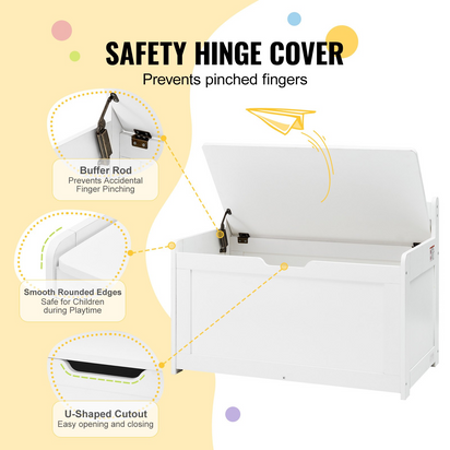 VEVOR Kids Toy Storage Bench Wooden Toy Box Chest 32.68 x 17.91 x 24.02