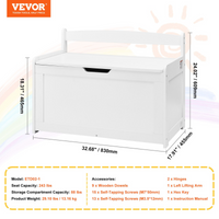 VEVOR Kids Toy Storage Bench Wooden Toy Box Chest 32.68 x 17.91 x 24.02" White - The Little Big Store
