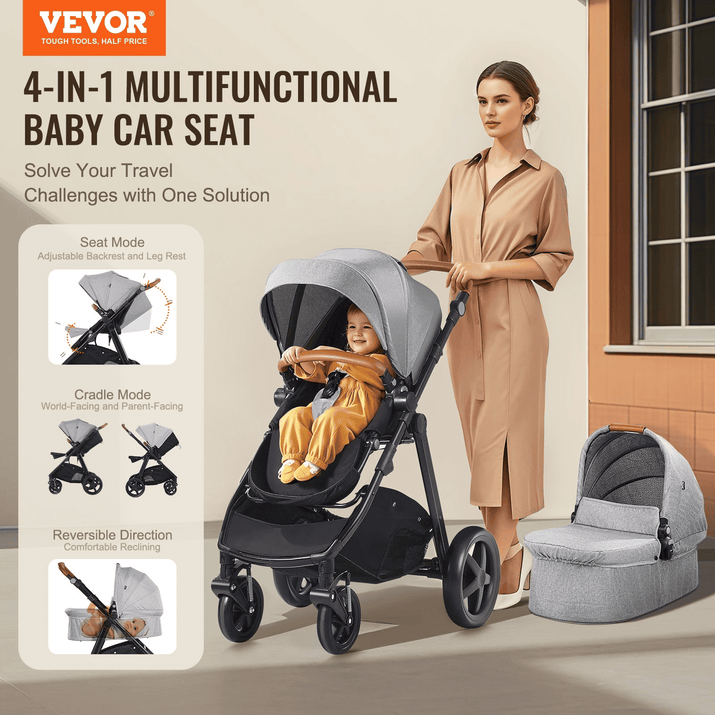 Stroller Travel System With Bassinet Playard Baby Combo Set Dark Gray - The Little Big Store