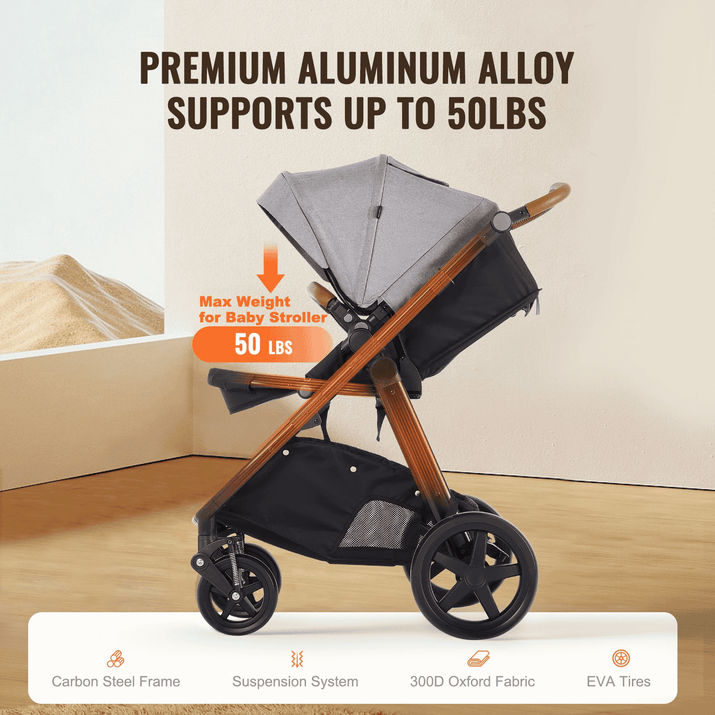 Stroller Travel System With Bassinet Playard Baby Combo Set Dark Gray - The Little Big Store