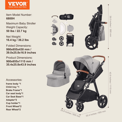 Stroller Travel System With Bassinet Playard Baby Combo Set Dark Gray - The Little Big Store