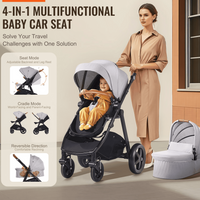 Stroller Travel System With Bassinet Playard Baby Combo Set Light Gray - The Little Big Store
