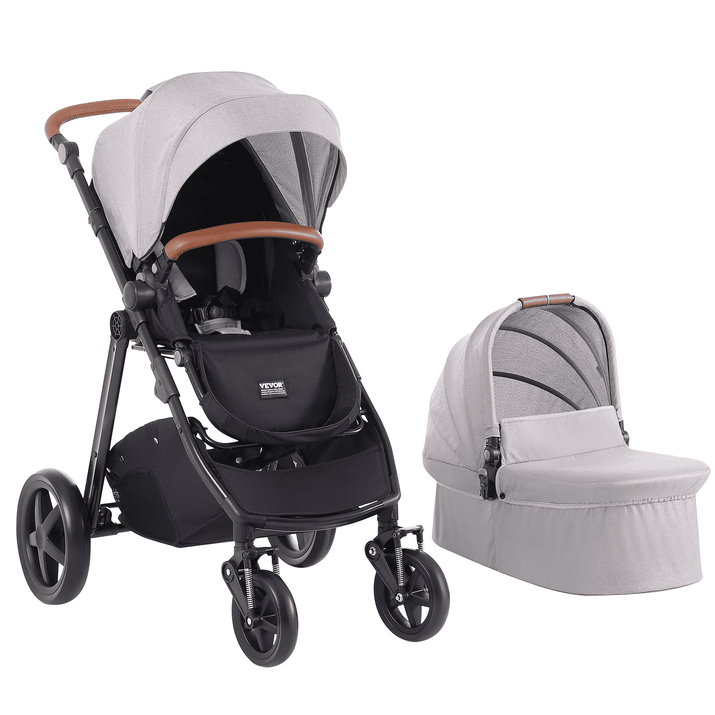 Stroller Travel System With Bassinet Playard Baby Combo Set Light Gray - The Little Big Store