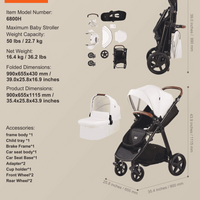 Stroller Travel System With Bassinet Playard Baby Combo Set 2-in-1 White - The Little Big Store