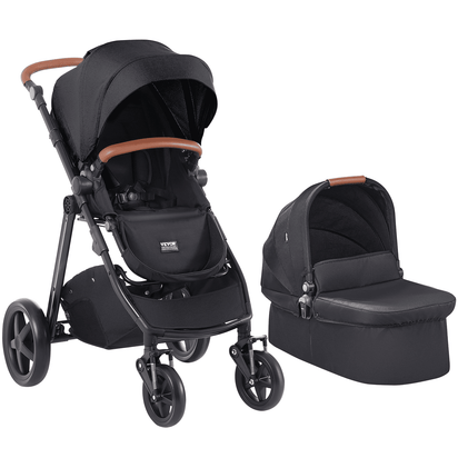 Stroller Travel System With Bassinet Playard Baby Combo Set 2-in-1 Black - The Little Big Store