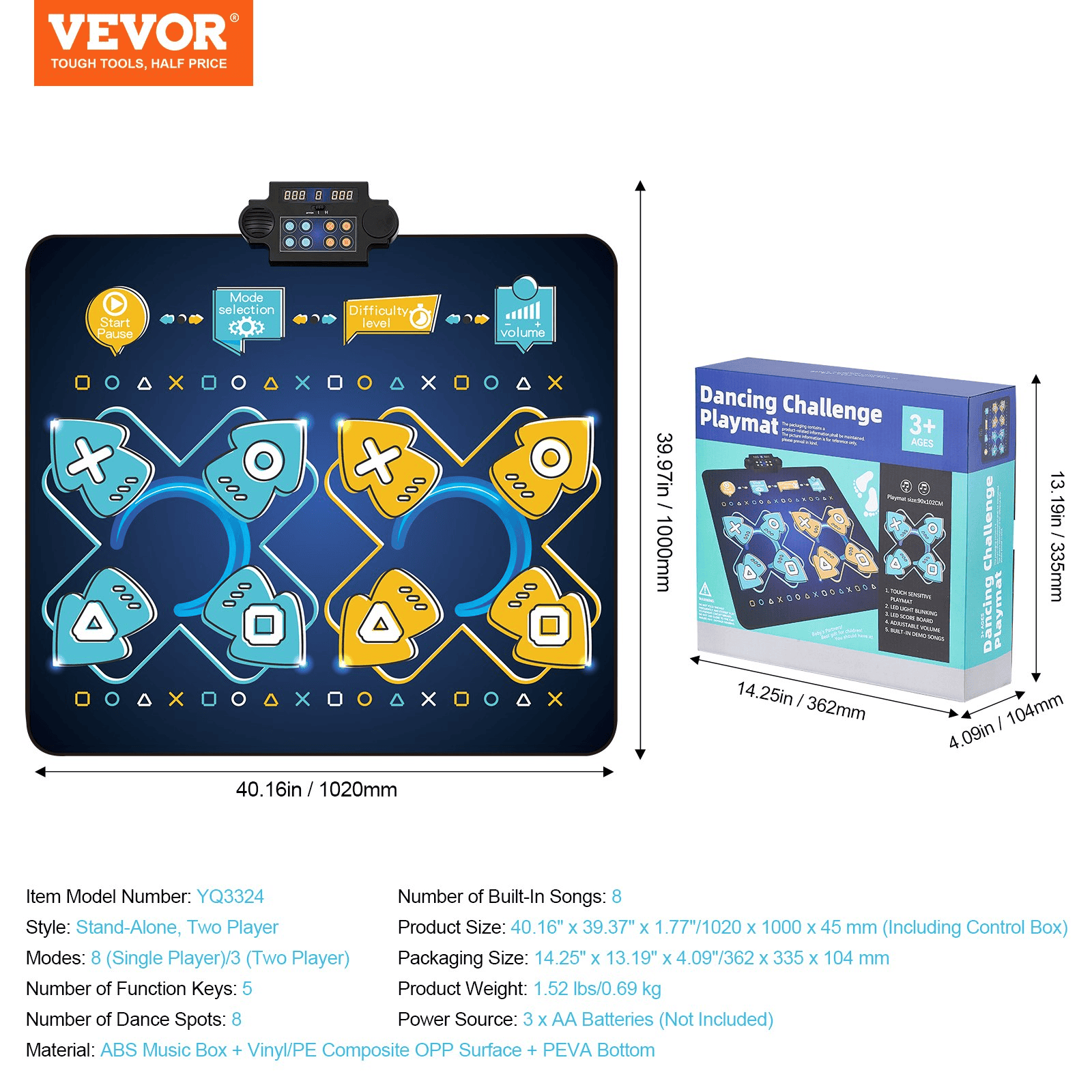 VEVOR Dance Mat for Kids Dance Pad Toys Two Player Gift for 3+ Year Old Girls - The Little Big Store