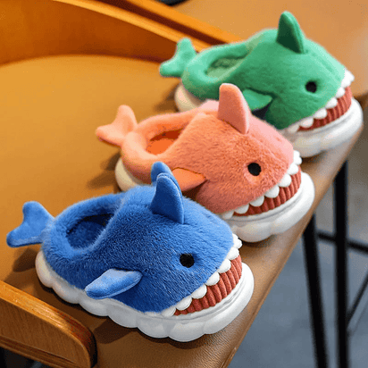 Soft Padded Multicolored Shark Slippers for Children - The Little Big Store