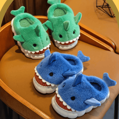 Soft Padded Multicolored Shark Slippers for Children - The Little Big Store