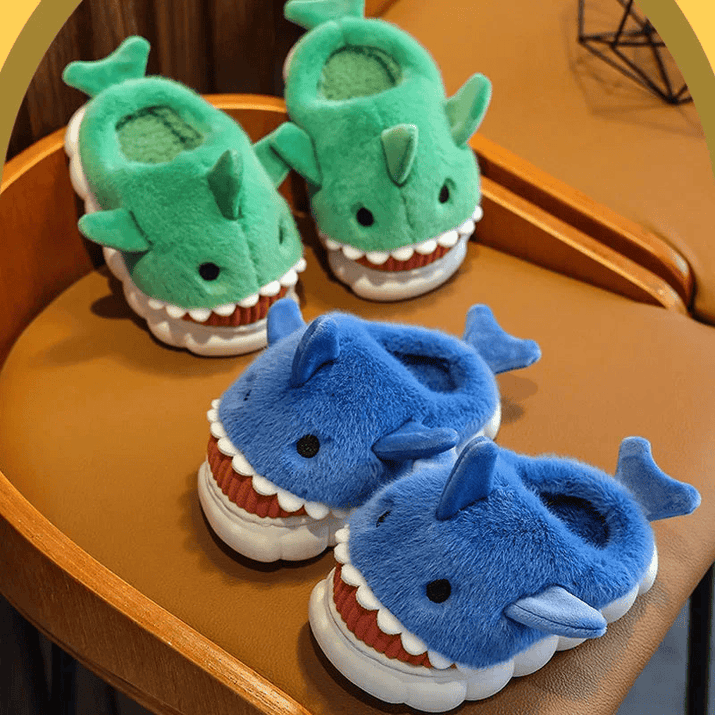 Soft Padded Multicolored Shark Slippers for Children - The Little Big Store