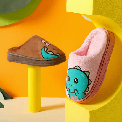Warm and padded home slippers for children with monster - The Little Big Store