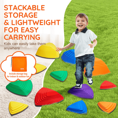 VEVOR Kids Balance Stepping Stones Sensory Obstacle Course 12 PCS Outdoor Indoor - The Little Big Store