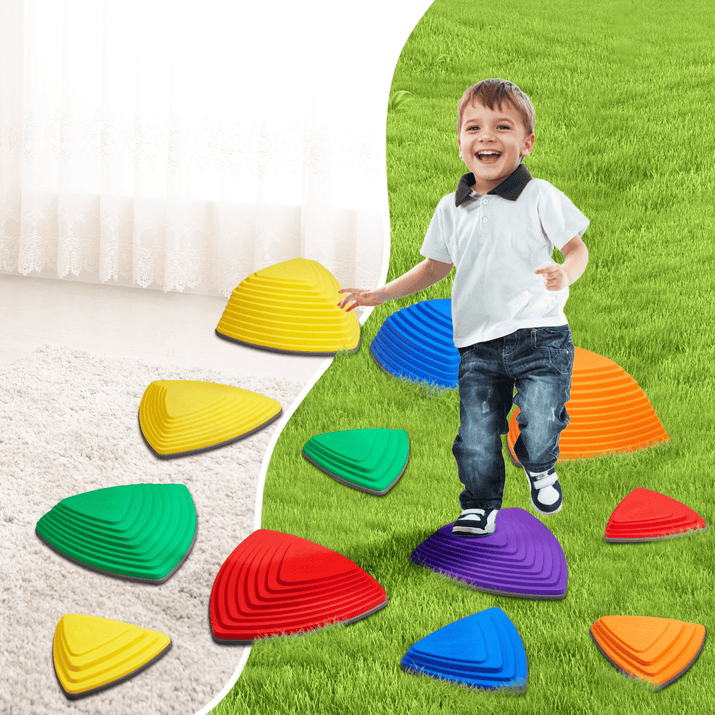 VEVOR Kids Balance Stepping Stones Sensory Obstacle Course 12 PCS Outdoor Indoor - The Little Big Store