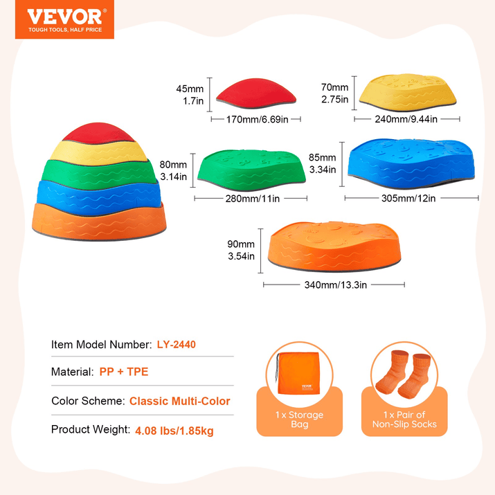 VEVOR Kids Balance Stepping Stones Sensory Obstacle Course 5 PCS Outdoor Indoor - The Little Big Store
