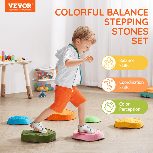 VEVOR Kids Balance Stepping Stones Sensory Obstacle Course 6 PCS Outdoor Indoor - The Little Big Store