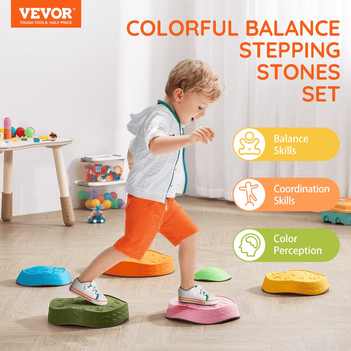 VEVOR Kids Balance Stepping Stones Sensory Obstacle Course 6 PCS Outdoor Indoor - The Little Big Store