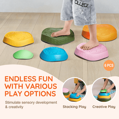 VEVOR Kids Balance Stepping Stones Sensory Obstacle Course 6 PCS Outdoor Indoor - The Little Big Store