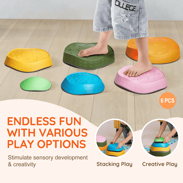 VEVOR Kids Balance Stepping Stones Sensory Obstacle Course 6 PCS Outdoor Indoor - The Little Big Store