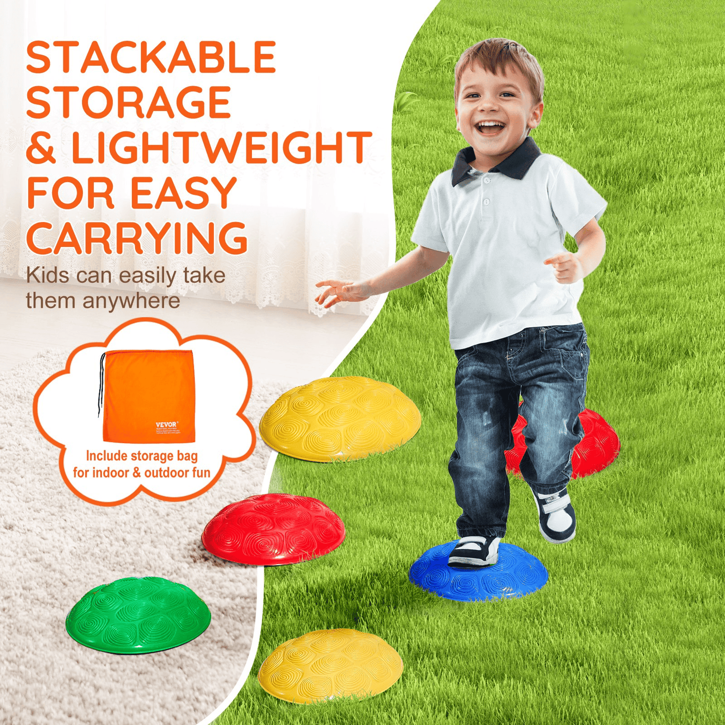 VEVOR Kids Balance Stepping Stones Sensory Obstacle Course 6 PCS Outdoor Indoor - The Little Big Store
