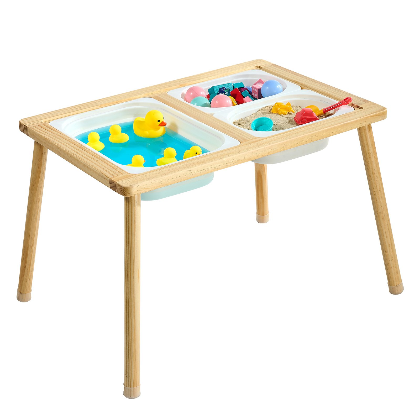 7-in-1 Wooden Sensory Table for Toddlers with Storage Bins